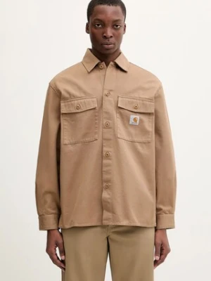 Carhartt WIP koszula bawełniana Kelly Shirt Jac męska kolor brązowy relaxed z kołnierzykiem klasycznym I036271.2FS02