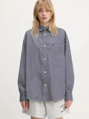 Carhartt WIP koszula bawełniana L/S Arvin Shirt damska kolor granatowy relaxed z kołnierzykiem klasycznym I034560