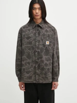 Carhartt WIP koszula bawełniana L/S Duck Shirt męska kolor zielony relaxed z kołnierzykiem klasycznym I033769.3ELGD