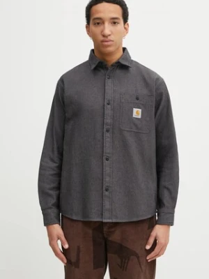 Carhartt WIP koszula bawełniana L/S Lucas męska kolor czarny regular z kołnierzykiem klasycznym I035335.K02XX