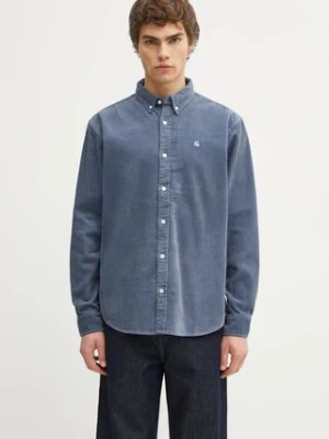 Carhartt WIP koszula bawełniana L/S Madison Cord męska kolor niebieski regular z kołnierzykiem button-down I029958.39QXX