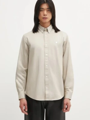 Carhartt WIP koszula bawełniana L/S Madison Shirt męska kolor beżowy regular z kołnierzykiem button-down I023339.2V4XX
