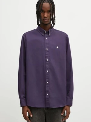 Carhartt WIP koszula bawełniana L/S Madison Shirt męska kolor fioletowy regular z kołnierzykiem button-down I023339.39FXX