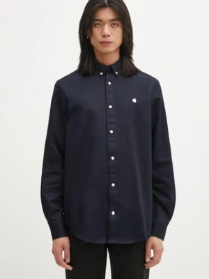 Carhartt WIP koszula bawełniana L/S Madison Shirt męska kolor granatowy regular z kołnierzykiem klasycznym I023339.0COXX