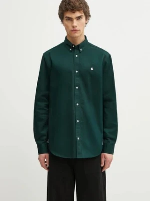 Carhartt WIP koszula bawełniana L/S Madison Shirt męska kolor zielony regular z kołnierzykiem button-down I023339.36IXX