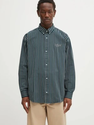 Carhartt WIP koszula bawełniana L/S Palance męska kolor turkusowy regular z kołnierzykiem button-down I035330.35JXX