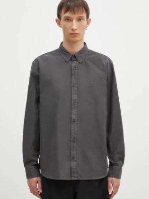 Carhartt WIP koszula bawełniana Longsleeve Bolton Shirt męska kolor szary regular z kołnierzykiem klasycznym I030238.87GD