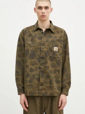 Carhartt WIP koszula bawełniana Longsleeve Duck Shirt męska kolor zielony relaxed z kołnierzykiem klasycznym I033769.2MQGD