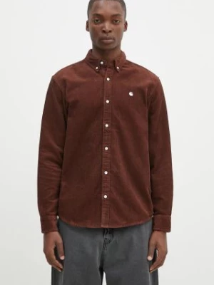 Carhartt WIP koszula bawełniana Longsleeve Madison Cord Shirt męska kolor brązowy regular z kołnierzykiem button-down I029958.2EFXX