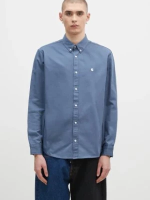 Carhartt WIP koszula bawełniana Longsleeve Madison Shirt męska kolor niebieski regular z kołnierzykiem button-down I023339.2E3XX