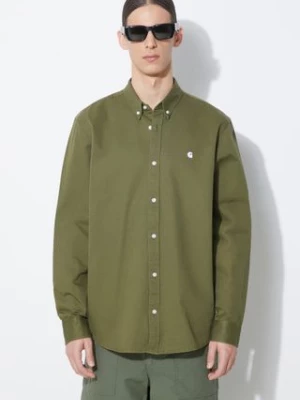 Carhartt WIP koszula bawełniana Longsleeve Madison Shirt męska kolor zielony regular z kołnierzykiem button-down I023339.25DXX