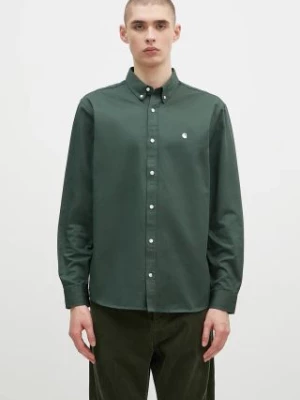 Carhartt WIP koszula bawełniana Longsleeve Madison Shirt męska kolor zielony regular z kołnierzykiem button-down I023339.2E4XX