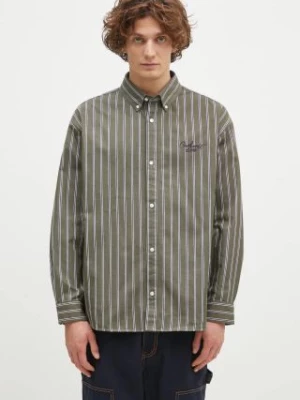 Carhartt WIP koszula bawełniana Longsleeve Signature Shirt męska kolor zielony relaxed z kołnierzykiem button-down I033810.2JV06