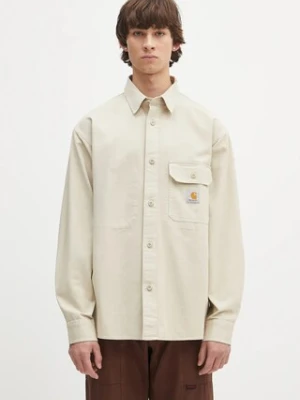 Carhartt WIP koszula bawełniana Reno Shirt Jac męska kolor beżowy relaxed z kołnierzykiem klasycznym I031447.2LPGD