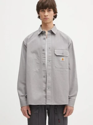 Carhartt WIP koszula bawełniana Reno Shirt Jac męska kolor szary relaxed z kołnierzykiem klasycznym I031447.