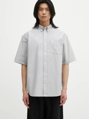 Carhartt WIP koszula bawełniana S/S Braxton Shirt męska kolor szary relaxed z kołnierzykiem button-down I031454.2V3XX