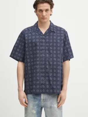 Carhartt WIP koszula bawełniana S/S Furoshiki Shirt męska kolor granatowy relaxed z kołnierzykiem klasycznym I034549