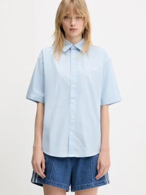 Carhartt WIP koszula bawełniana S/S Jaxon Shirt damska kolor niebieski relaxed z kołnierzykiem klasycznym I033080