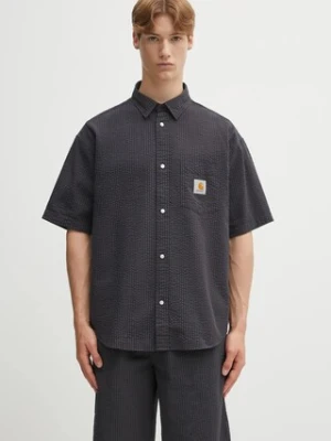 Carhartt WIP koszula bawełniana S/S Toland męska kolor czarny relaxed z kołnierzykiem button-down I035151.31RXX