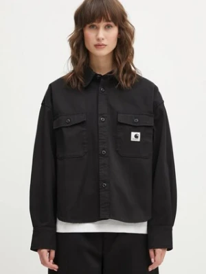 Carhartt WIP koszula bawełniana W Kelly Shirt Jac damska kolor czarny relaxed z kołnierzykiem klasycznym I036320.8902