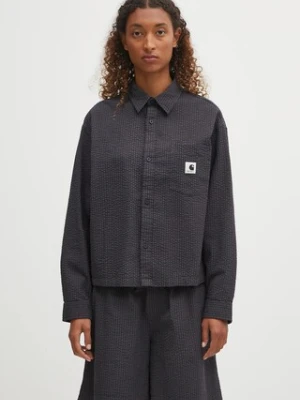 Carhartt WIP koszula bawełniana W' L/S Toland damska kolor czarny relaxed z kołnierzykiem klasycznym I035132.31RXX