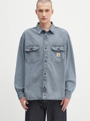 Carhartt WIP koszula jeansowa Tigan męska kolor niebieski relaxed z kołnierzykiem klasycznym I035821.36AGD