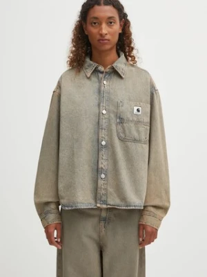 Carhartt WIP koszula jeansowa W' Georgia damska kolor beżowy relaxed z kołnierzykiem klasycznym I035823.3FUGD