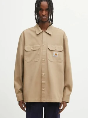 Carhartt WIP koszula L/S Craft męska kolor beżowy regular z kołnierzykiem klasycznym I033814.8YXX