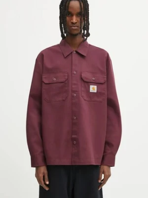 Carhartt WIP koszula L/S Craft męska kolor bordowy relaxed z kołnierzykiem klasycznym I033814.33KXX