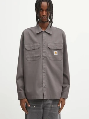 Carhartt WIP koszula L/S Craft męska kolor szary relaxed z kołnierzykiem klasycznym I033814.33CXX