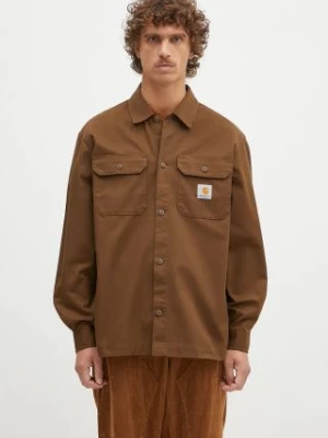 Carhartt WIP koszula Longsleeve Craft Shirt męska kolor brązowy relaxed z kołnierzykiem klasycznym I033814.2YXX