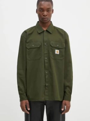 Carhartt WIP koszula Longsleeve Craft Shirt męska kolor zielony relaxed z kołnierzykiem klasycznym I033814.666XX