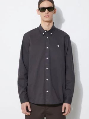 Carhartt WIP koszula Longsleeve Madison Shirt męska kolor szary regular z kołnierzykiem button-down I023339.1ZYXX