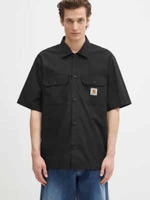 Carhartt WIP koszula S/S Craft Shirt męska kolor czarny relaxed z kołnierzykiem klasycznym I035232