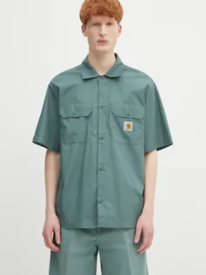 Carhartt WIP koszula S/S Craft Shirt męska kolor zielony relaxed z kołnierzykiem klasycznym I035232
