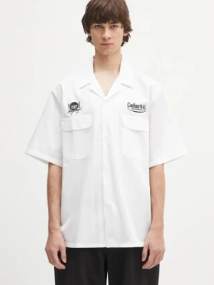 Carhartt WIP koszula S/S Deli Shirt męska kolor biały relaxed z kołnierzykiem klasycznym I034738