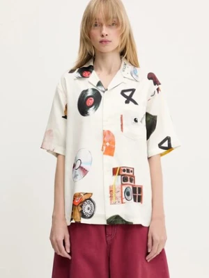 Carhartt WIP koszula S/S Jacob Rochester Shirt damska kolor beżowy regular z kołnierzykiem klasycznym I034551
