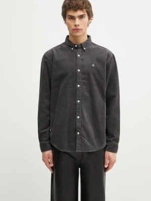 Carhartt WIP koszula sztruksowa L/S Madison Cord męska kolor szary regular z kołnierzykiem button-down I029958.2F9XX