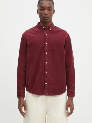 Carhartt WIP koszula sztruksowa Longsleeve Madison Cord Shirt kolor bordowy regular z kołnierzykiem button-down I029958.2CPXX