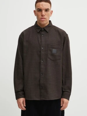 Carhartt WIP koszula z dodatkiem wełny L/S Lowis Shirt męska kolor brązowy relaxed I035328.35MXX