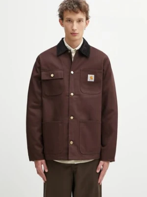 Carhartt WIP kurtka bawełniana Michigan Coat kolor brązowy przejściowa I015261.1YL01