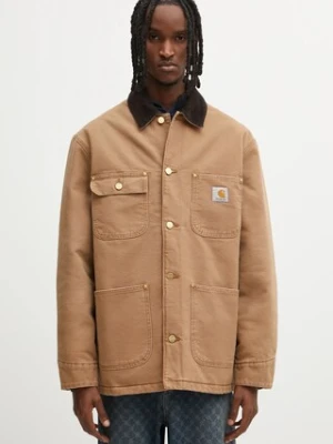 Carhartt WIP kurtka bawełniana OG Chore Coat kolor brązowy przejściowa I035613.00S4O