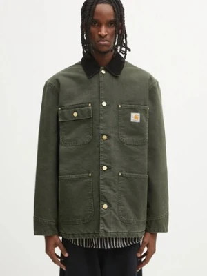 Carhartt WIP kurtka bawełniana OG Chore Coat kolor zielony przejściowa I035613.3CM4O