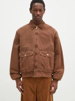 Carhartt WIP kurtka bawełniana Stanton Jacket kolor brązowy przejściowa oversize I033826.2CU4J