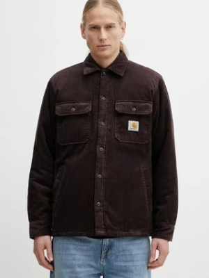 Carhartt WIP kurtka bawełniana Whitsome Shirt Jac kolor fioletowy przejściowa I028827.33HXX