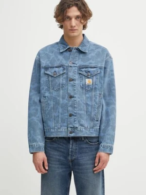 Carhartt WIP kurtka jeansowa Duck Helston Jacket kolor zielony przejściowa I033766.2I235