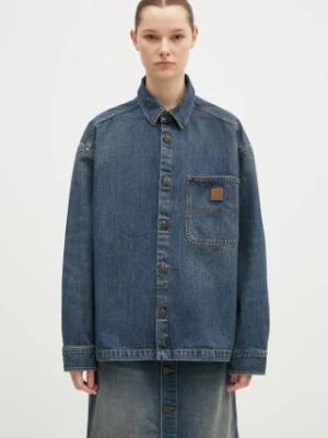 Carhartt WIP kurtka jeansowa Lovilia Shirt Jac damska kolor niebieski przejściowa oversize I034461.014Q