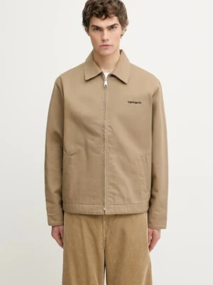 Carhartt WIP kurtka jeansowa Module Script Jacket kolor beżowy przejściowa I035621.0DK01