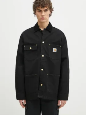 Carhartt WIP kurtka jeansowa OG Chore Coat kolor czarny przejściowa oversize I035281.00E3K