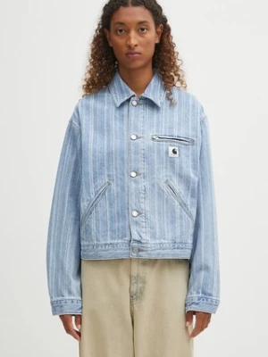 Carhartt WIP kurtka jeansowa W' Rylan kolor niebieski przejściowa oversize I035571.32H12